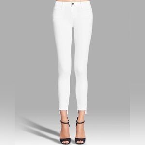 Frame Denim Le Skinny De Jeanne Staggered Hem White Jeans Sz 27